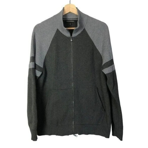 Banana Republic Men Gray Full Zip Knit Sweater L - Picture 1 of 4